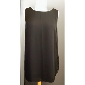 CHICO'S SLEEVELESS  BLACK TANK‎ TOP DRESSY LINED SLIT SIDES VERY NICE Sz 1